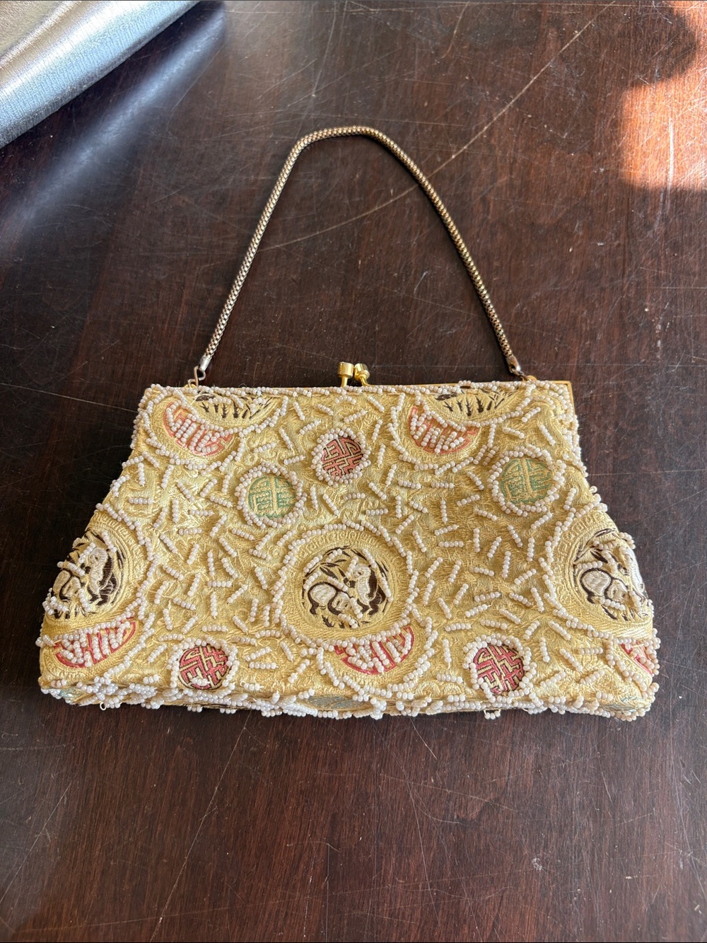 Vintage Gold Beaded Evening Bag